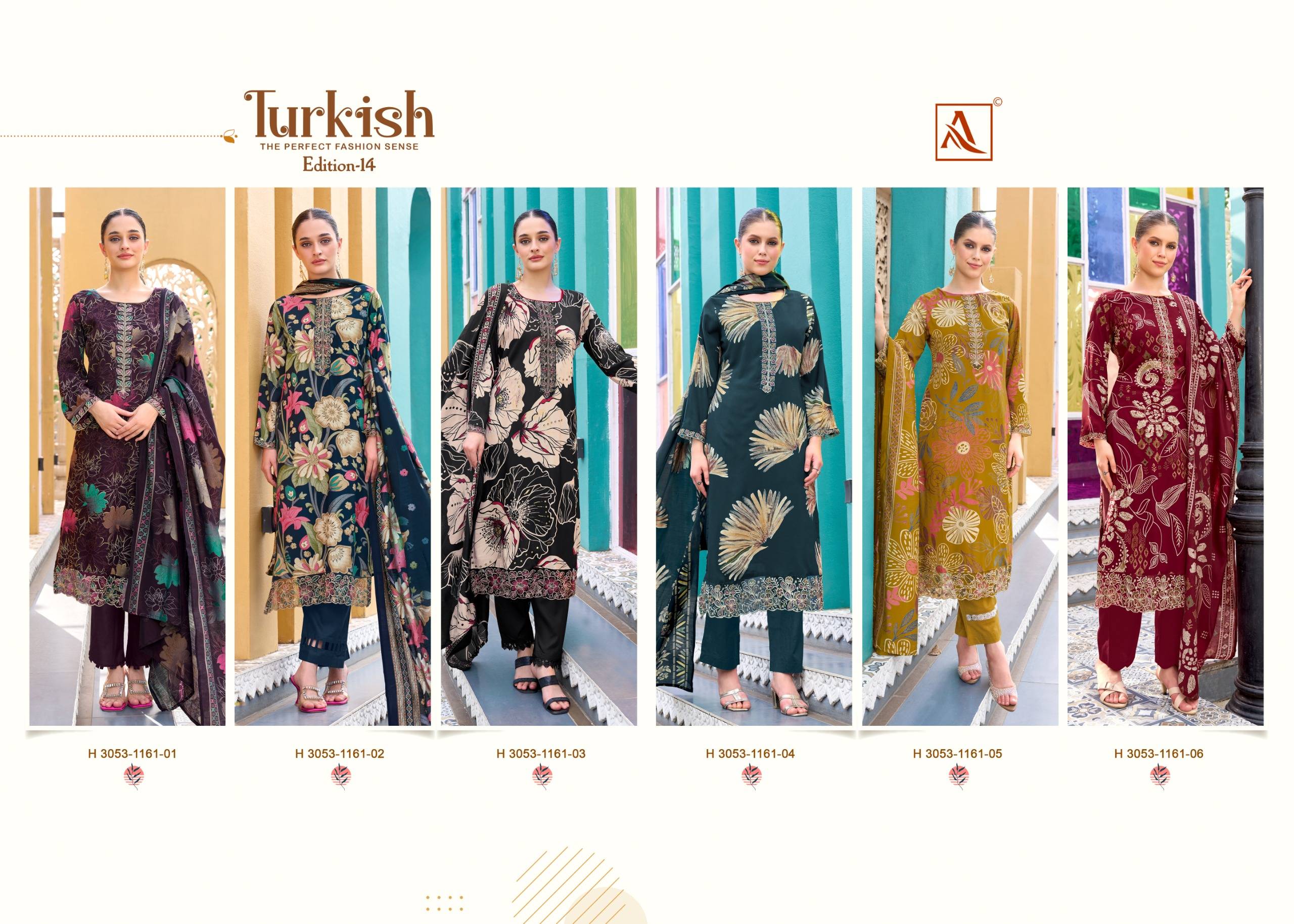 TURKISH-14 by Alok Suit 3053-1161-01 to 3053-1161-06 series Indian Pakistani ethnic wear Pure viscose At Wholesale Price